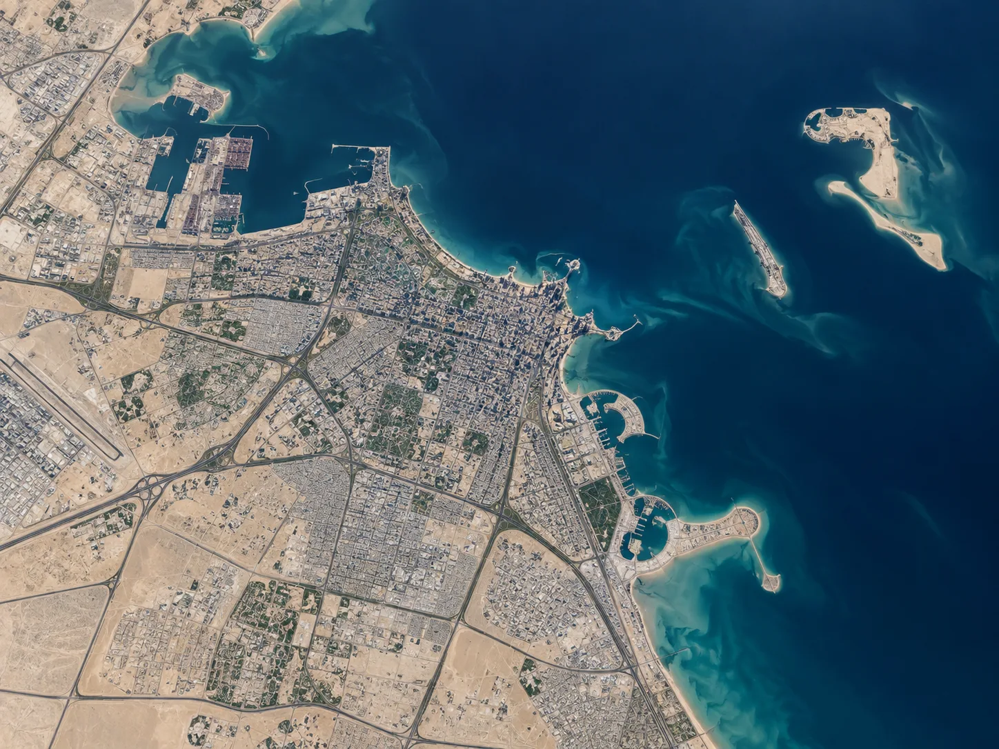 Satellite view of Kuwait City coastline